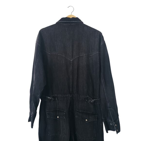 Free People x Care FP Townes Denim Coveralls/Jumpsuit Black Size Large - Picture 5 of 11